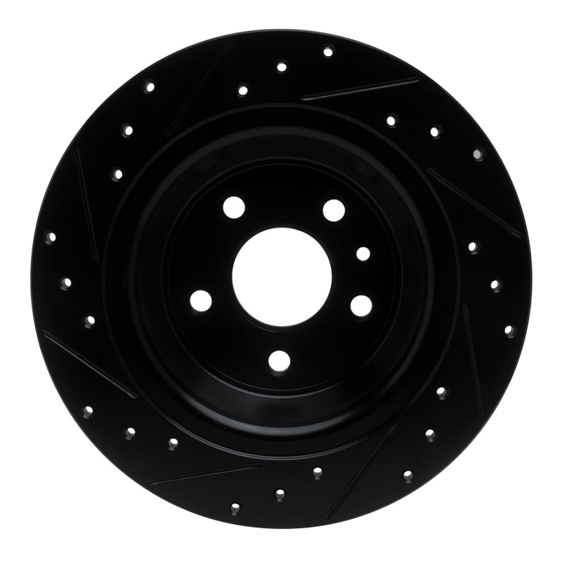 Ford Fusion Brake Rotor (1) - Rear Right - R1 Concepts - Drilled & Slotted - Black - `13-`20